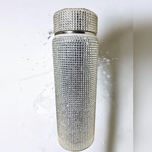 House of Harlow 1960 silver rhinestone stainless steel insulated tumbler, 24 oz.